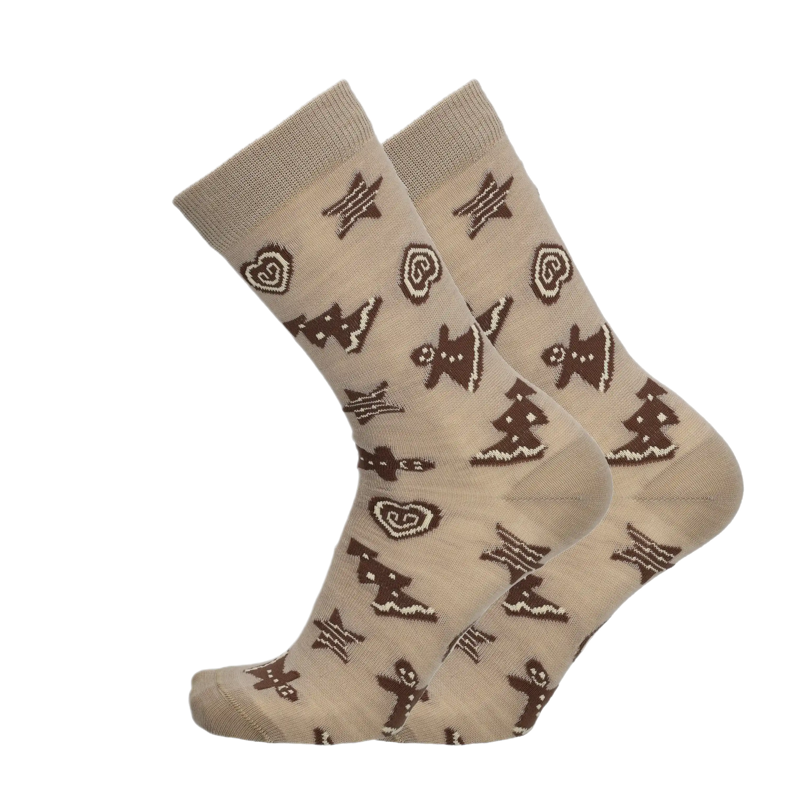 Lebkuchen - gemusterte Socken, Merinowolle