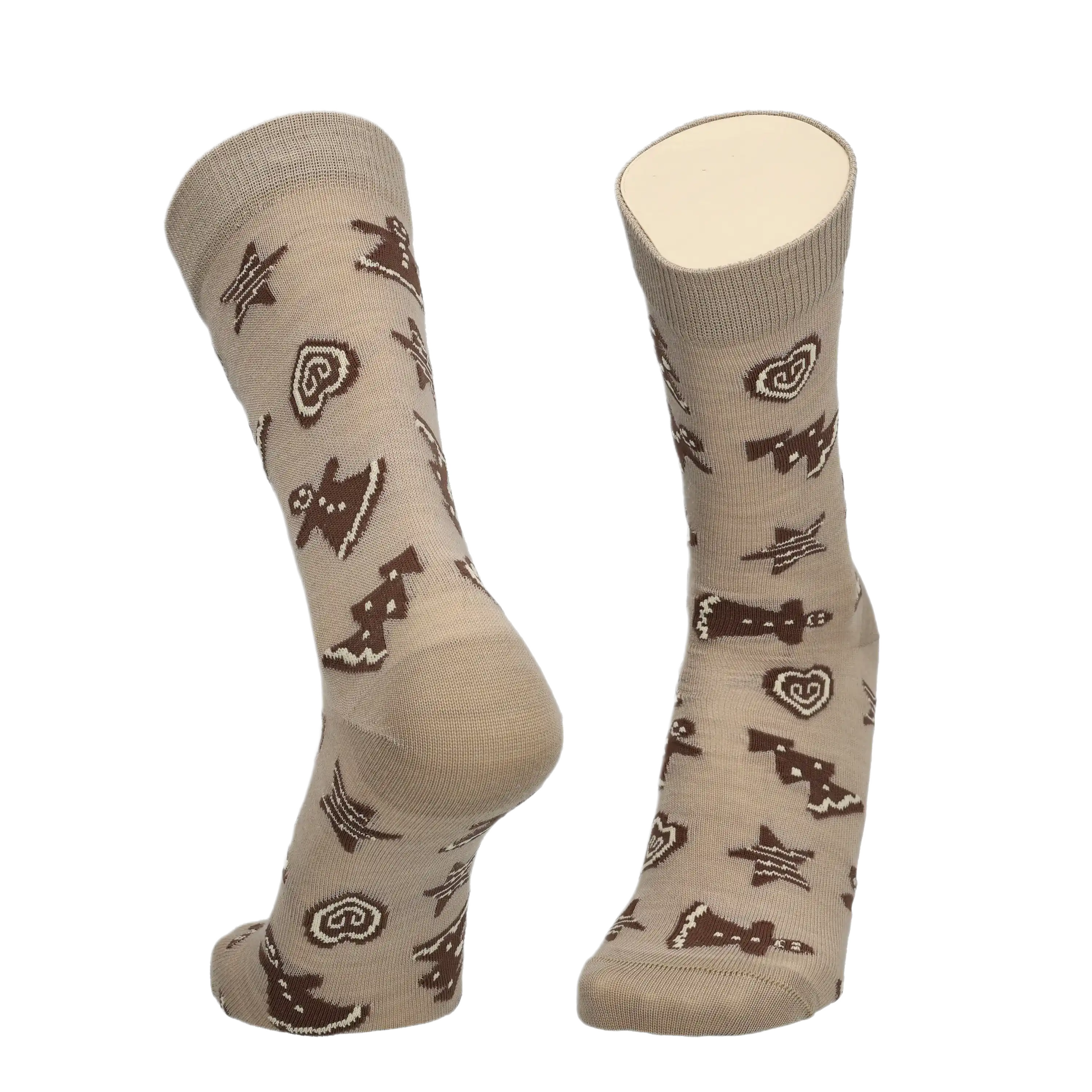Lebkuchen - gemusterte Socken, Merinowolle 