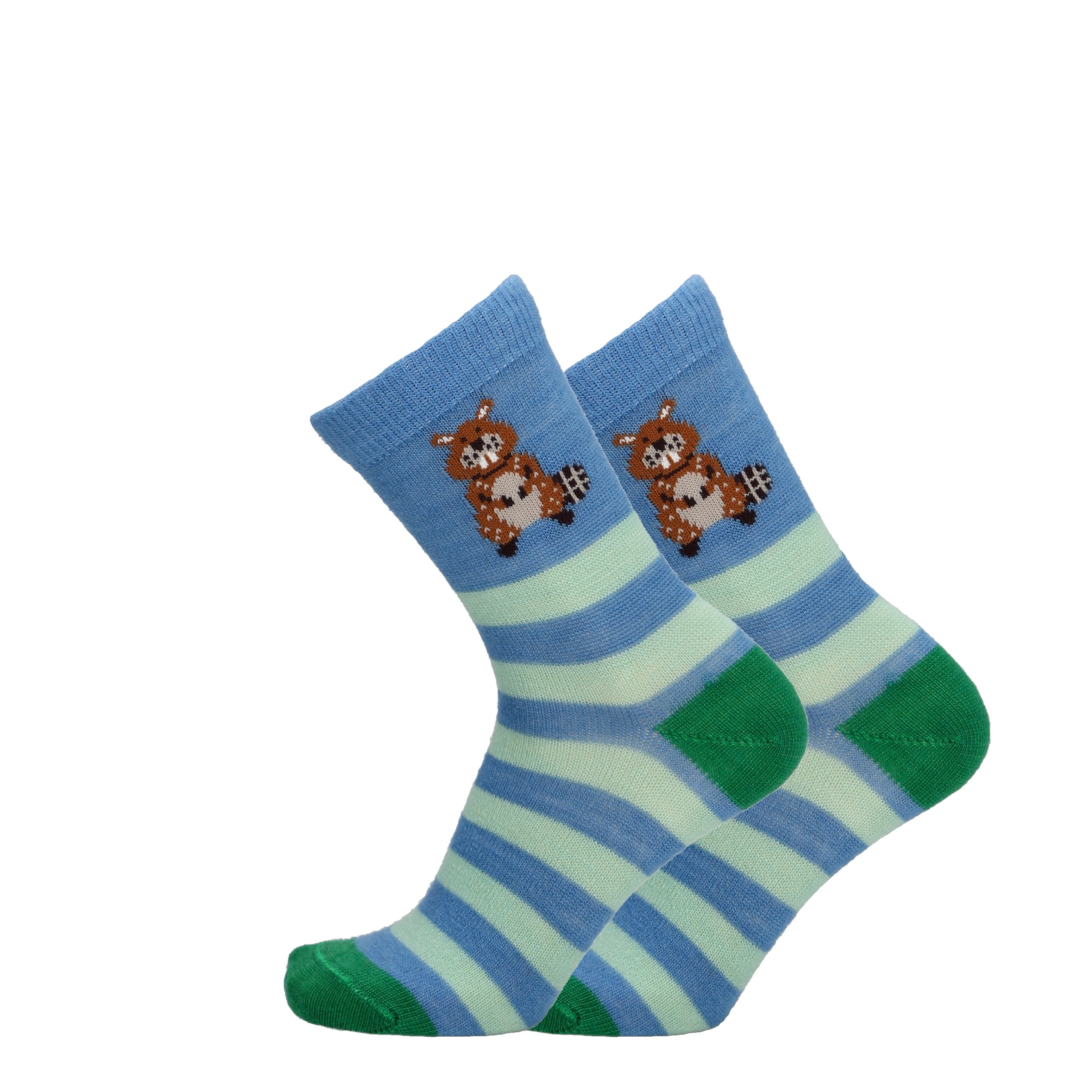 Beaver stripe - Children's merino wool socks for dressing up 